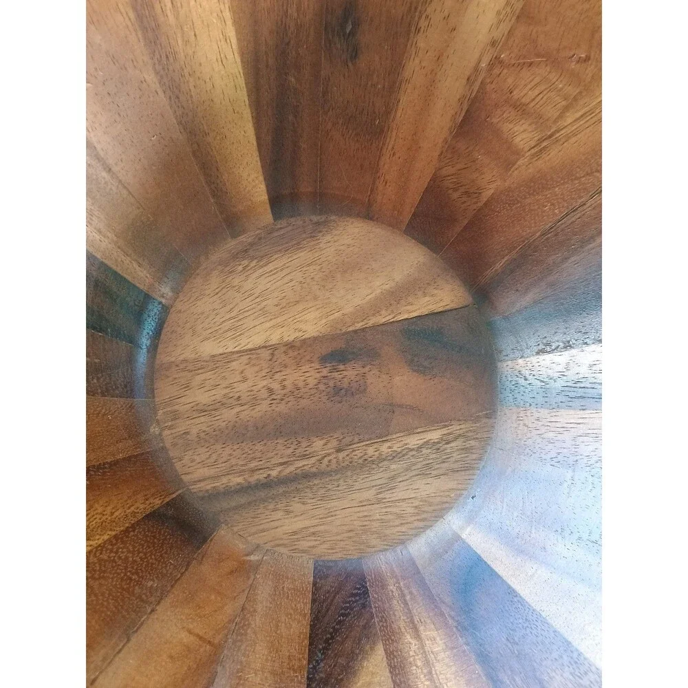Nambe Yaro Acacia Wood Salad Bowl 4 Qt EUC